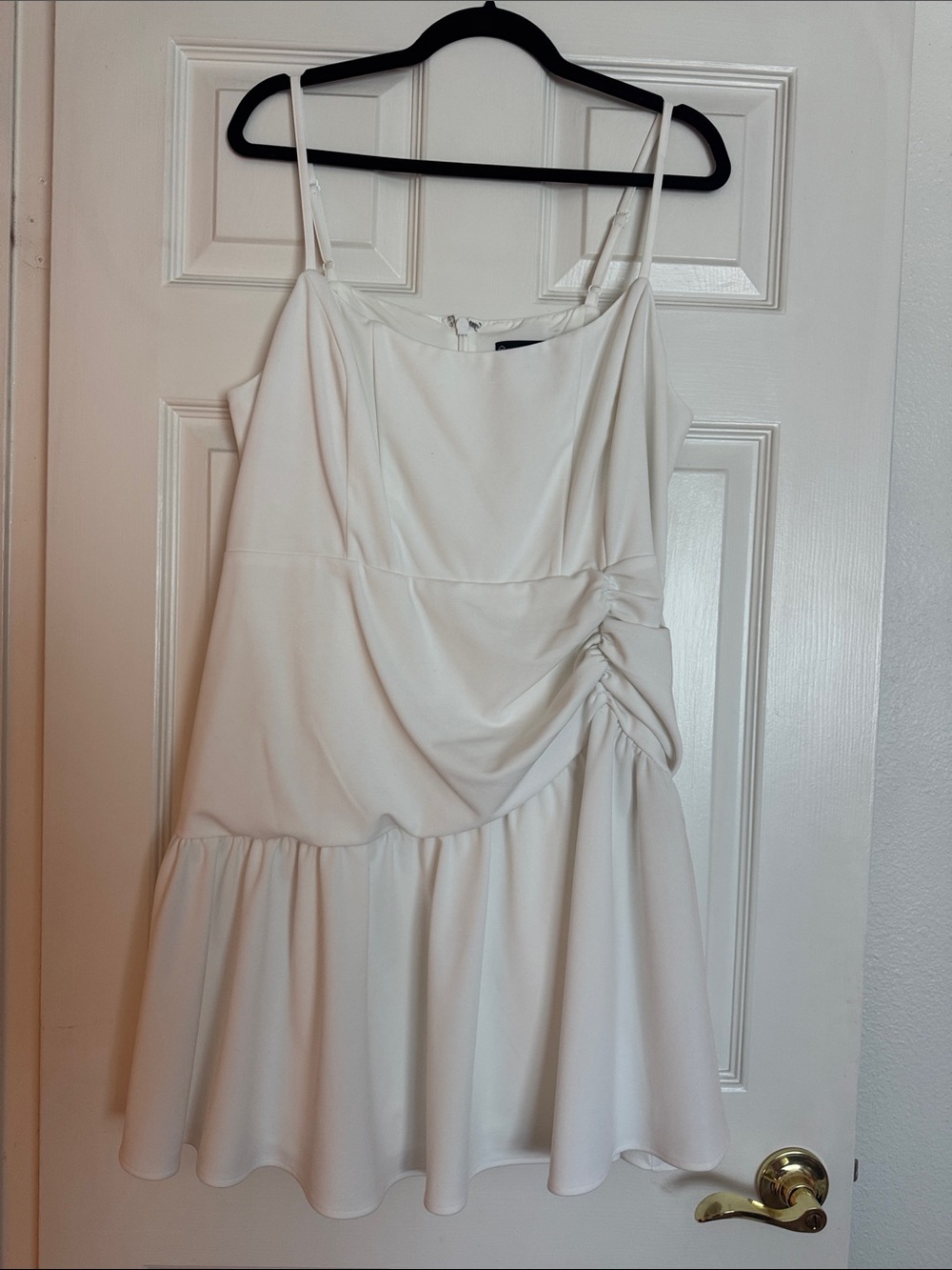 Fashion to Figure White Spaghetti Strap Ruffle-Hem Mini Dress